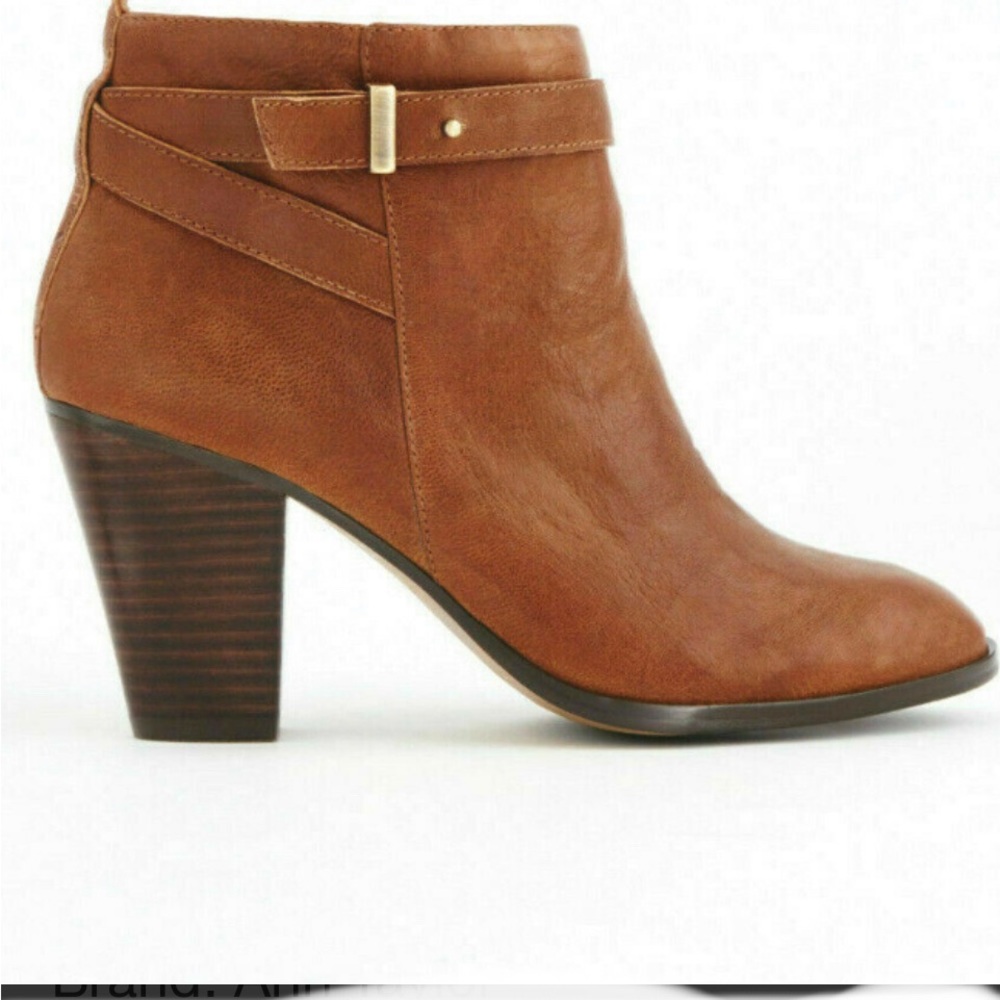 Ann Taylor dark brown caramel "DARLA" LEATHER belted booties. IS Size 7.5